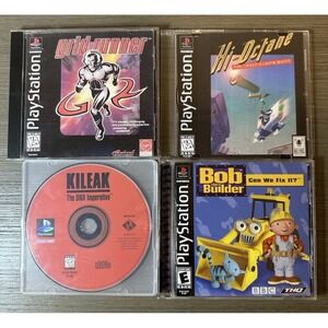 PS1 Games Lot - Grid Runner, Bob The Builder CIB, Hi-Octane, Kileak